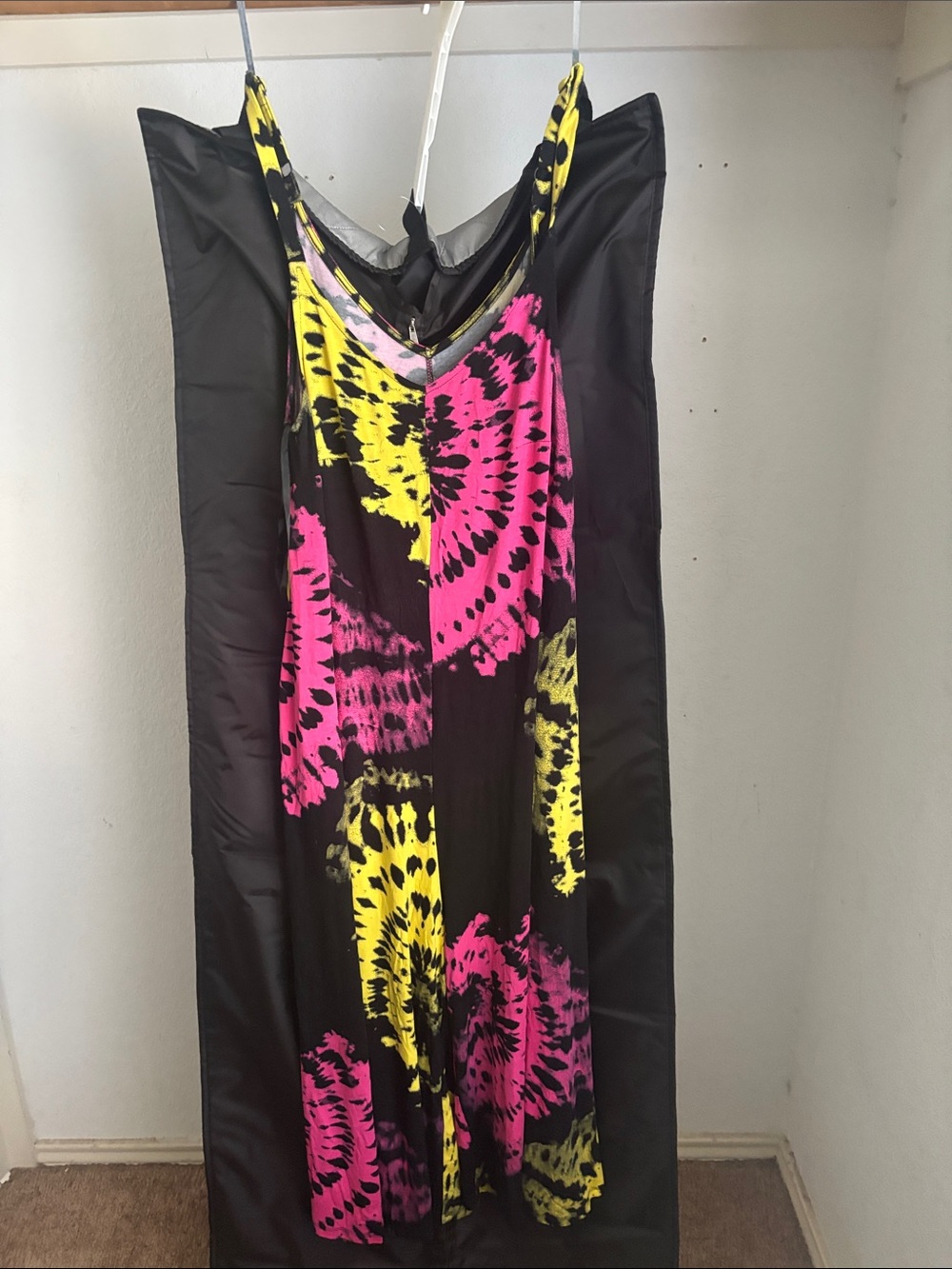 torrid Black Jumpsuit with Hot Pink & Neon Yellow Tie-Dye